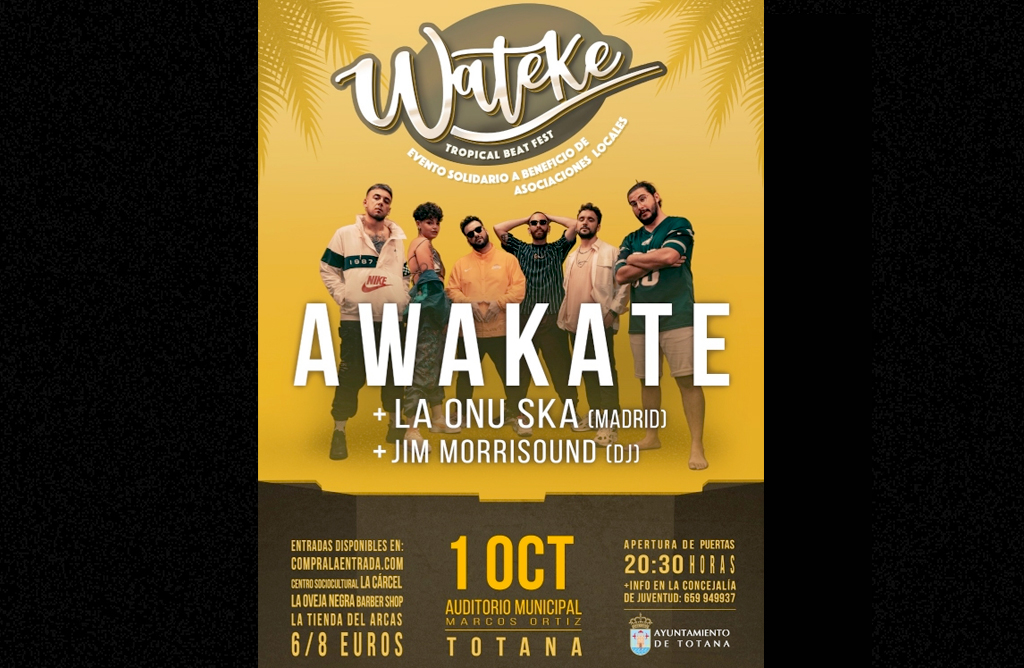  “Awakate” actuará este sábado en el evento solidario “Wateke” a beneficio de las asociaciones locales