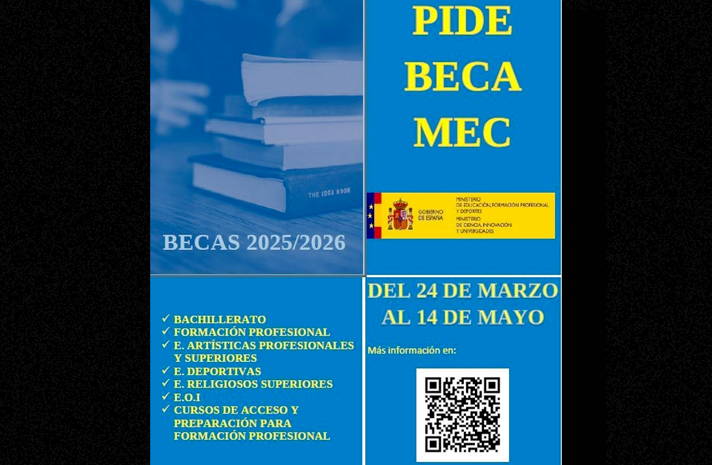 Las becas MEC de estudio para el curso 2025/2026 se pueden solicitar el 14 de mayo 