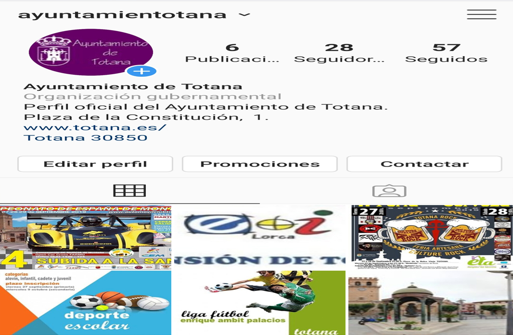 El Ayuntamiento de Totana abre una cuenta oficial en Instagram para
fomentar la participacin juvenil y el potencial informativo.