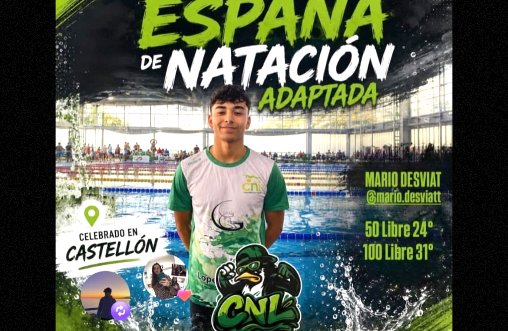 El nadador totanero Mario Desviat brilla en el Campeonato de España de Natación Adaptada